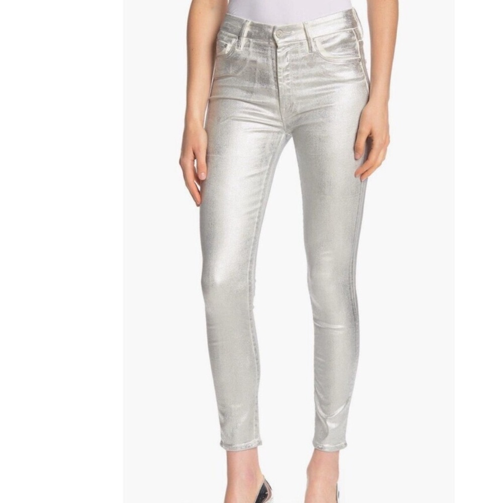 Alice and olivia metallic skinny jeans